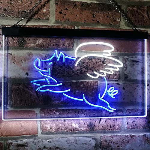 Flying Pig Dual LED Neon Light Sign